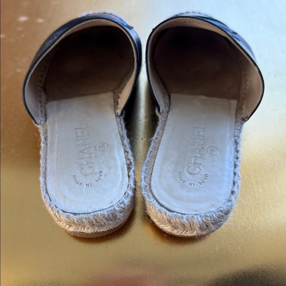 CHANEL Black Leather Espadrille Mules - Picture 3 of 4